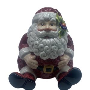 Vintage Fitz and Floyd Christmas Santa Claus Porcelain Ceramic Candy Jar